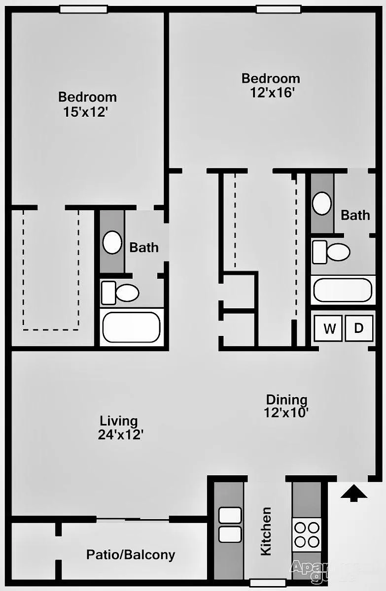 Floor plan Two Bedroom Chestnut