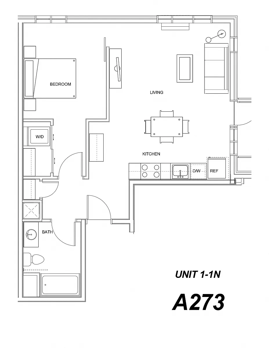 Floor plan One Bed One Bath N