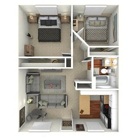 Floor plan 2 Bed 1 Bath Up