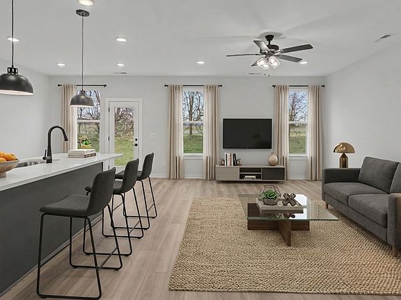 Virtually staged kitchen and gathering room