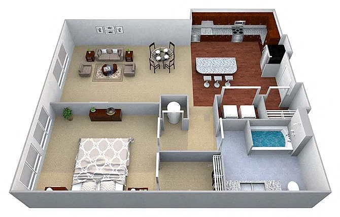 Floor plan A6 1 Bed/1 Bath