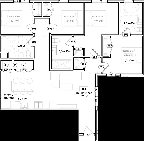 Floor plan Private Bath - 4 Person Suite