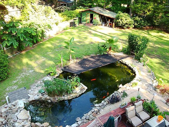 Deck over looks the back yard