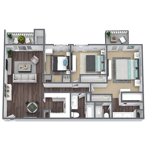 Floor plan C1: 3 Bed 2 Bath
