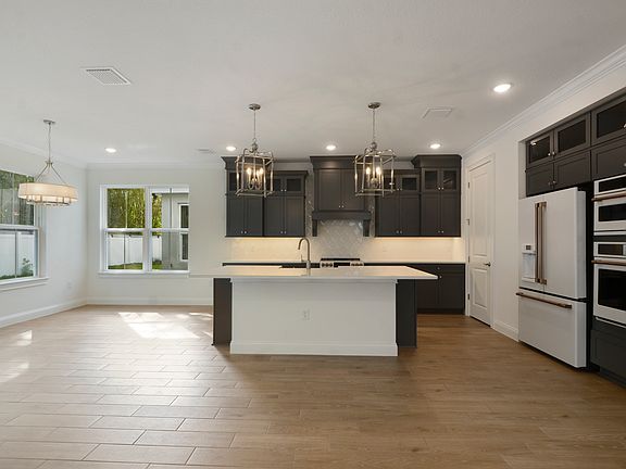 Kitchen with brushed satin nickel finishes