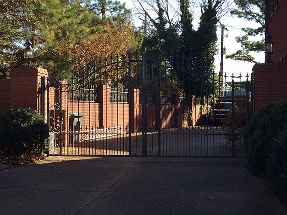 Entry gate to shared parking