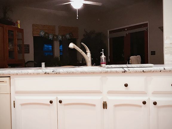 Bright white cabinets. 