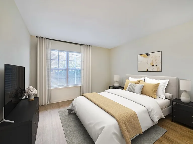 Bedroom with hard surface flooring