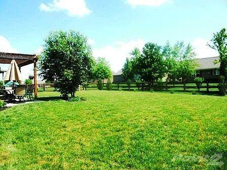 The spacious flat fenced backyard. (Play Set DOES NOT STAY)