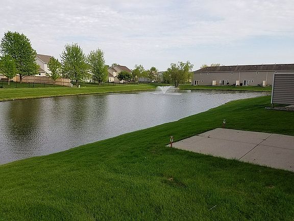 Back patio with pond