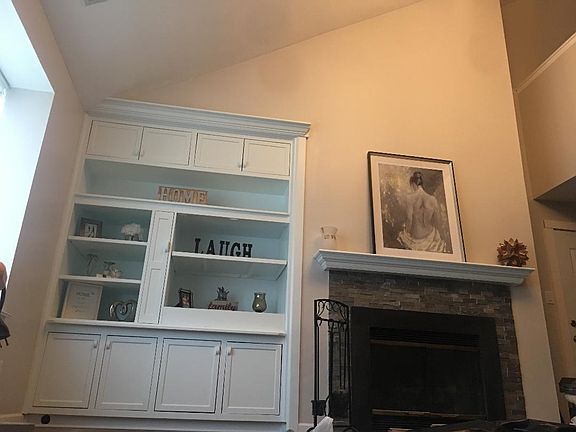 Built-in and fireplace