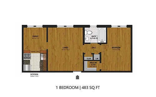Floor plan Linden Hills 2716 - One Bedroom (B)