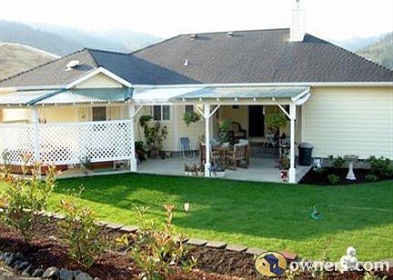 Back patio, spa area at left
