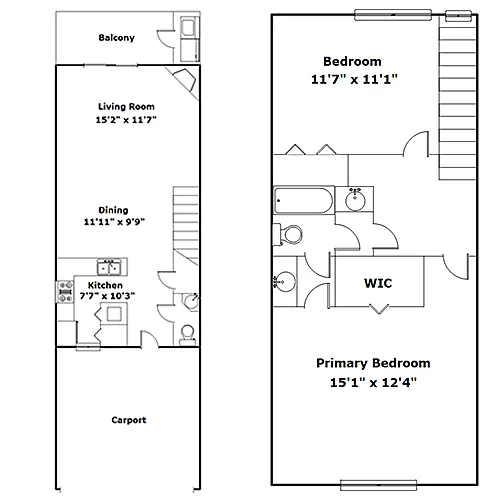Floor plan 2x1-5 TH w Carport Premium