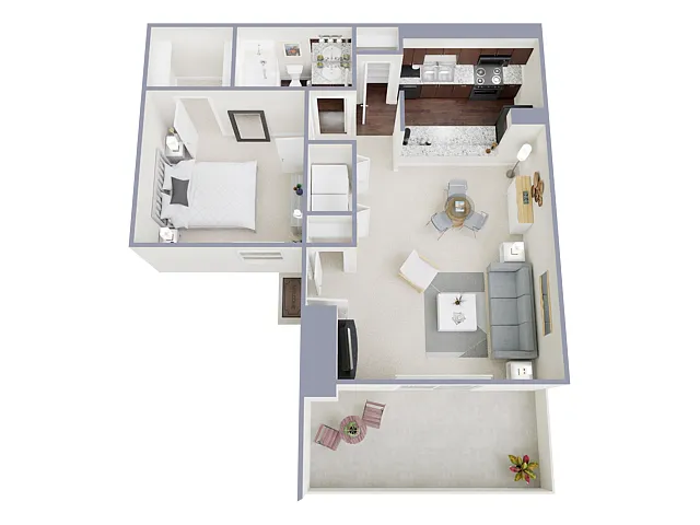 Floor plan 1 Bed, 1 Bath D (140% Income Restricted)