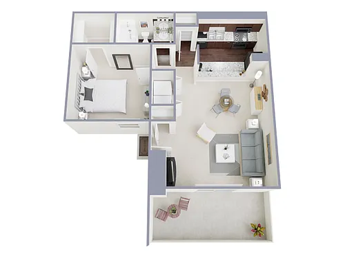 Floor plan 1 Bed, 1 Bath D (75% Income Restricted)