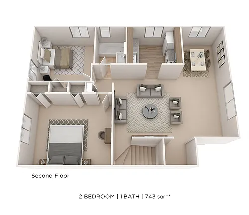 Floor plan Two Bedroom - 743 sqft