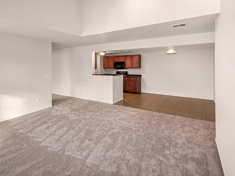 Living Room, Dining Area & Kitchen