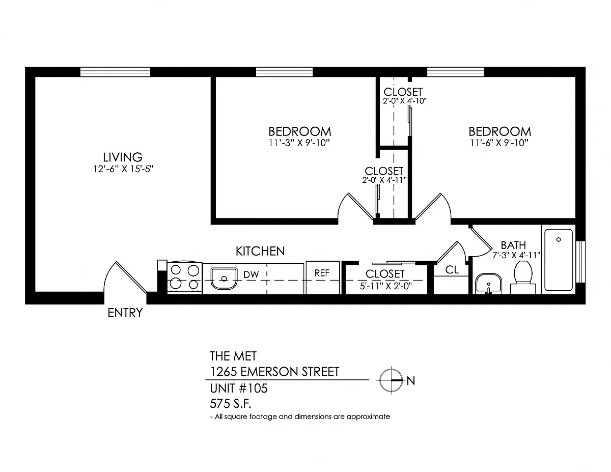 Floor plan 2 Bedrooms, 1 Bath