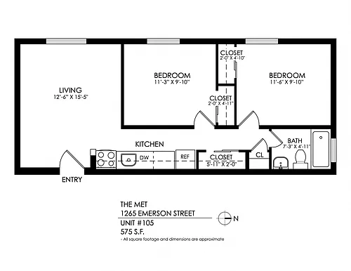 Floor plan 2 Bedrooms, 1 Bath