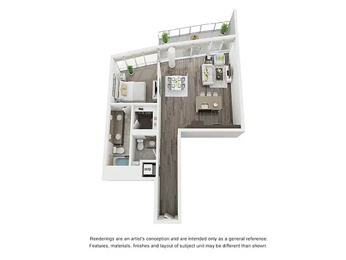 Floor plan 1 Bed 1.5 Bath B5