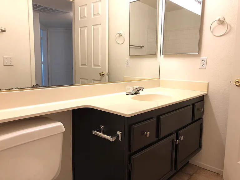 Bathroom 2 has ample counter space
