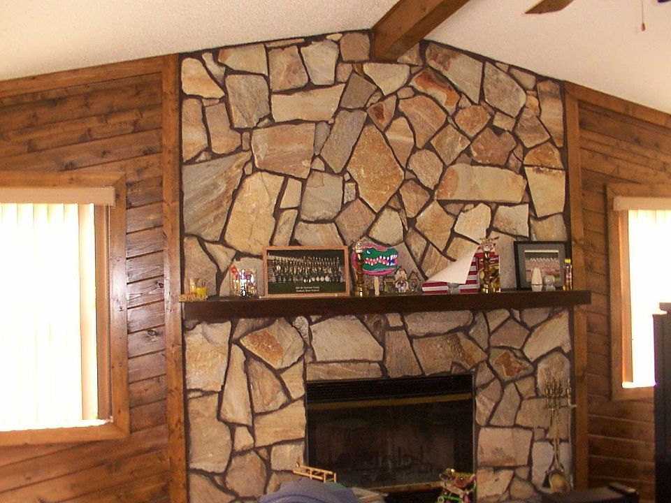 Stone fireplace