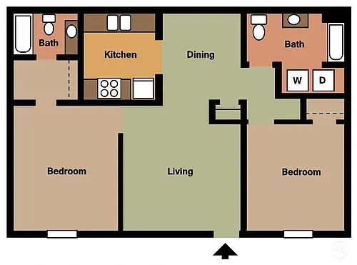 Floor plan 2Bed - 2Bath