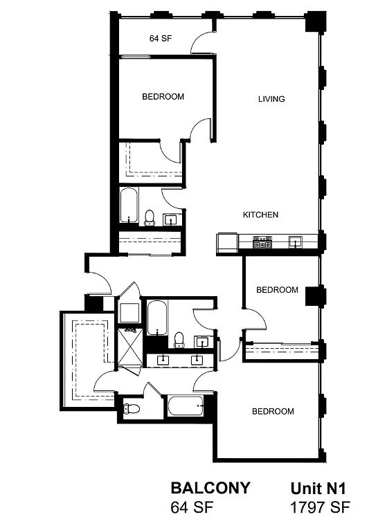 Floor plan N1 - 3 Bedroom