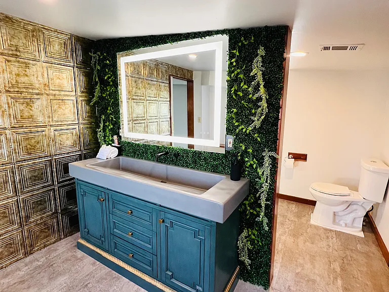 Master bathroom - accent wall and led mirror