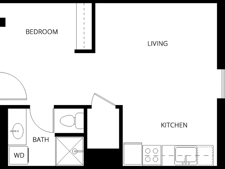 Studio | 1 Bath | 386-412 SQ FT Studio | 1 Bath | 386-412 SQ FT