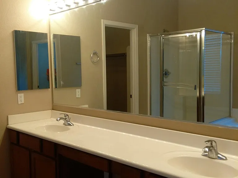 master bathroom with double sinks