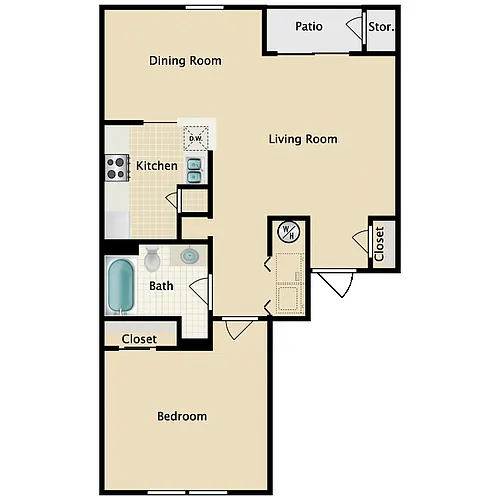Floor plan 1 Bedroom 1 Bath