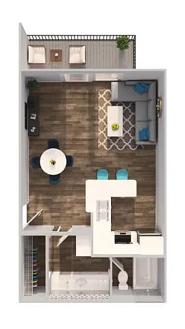 Floor plan Updated Studio - 80% AMI