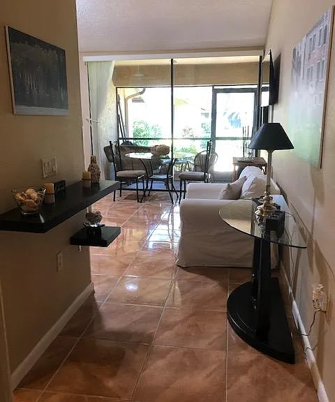 Hallway to living room view.
