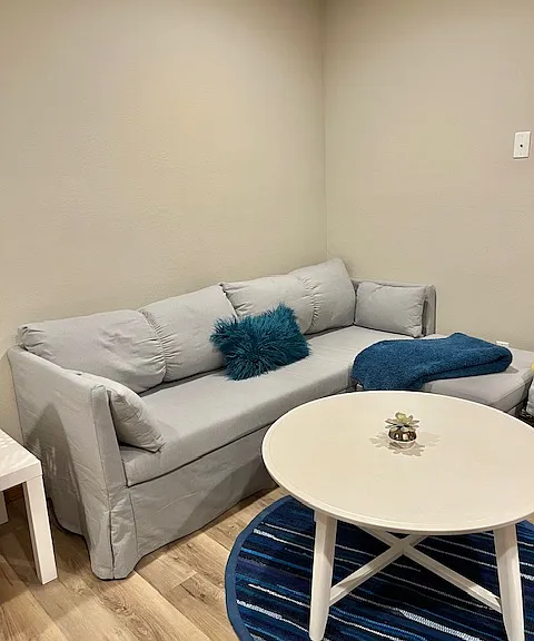 A look at one of the non-conforming bedrooms upstairs. There's a closet, but no window in this room, which is nice as a movie or gaming room.