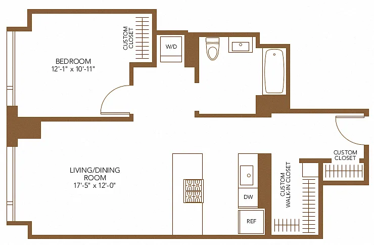 Floor plan 1 Bed 1 Bath