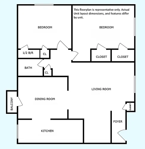 Floor plan Cedar 2 BR 1.5 BATH