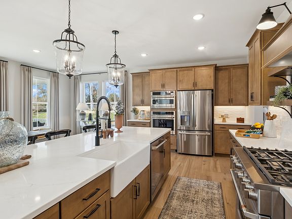 Kitchen with apron front sink