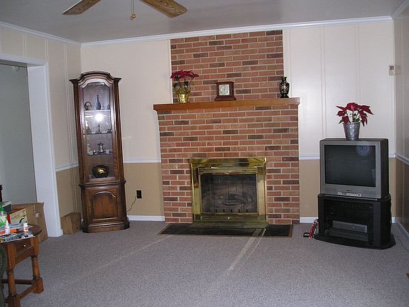 family room/brick fireplace