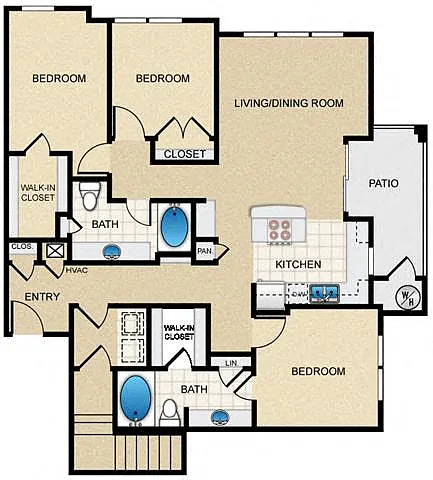 Floor plan Three Bedroom H2GG