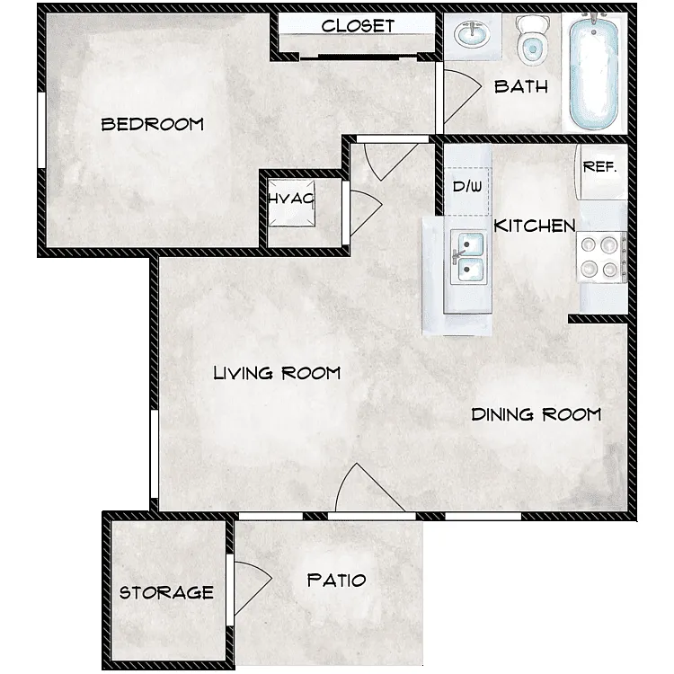 Floor plan 1 Bedroom 1 Bathroom