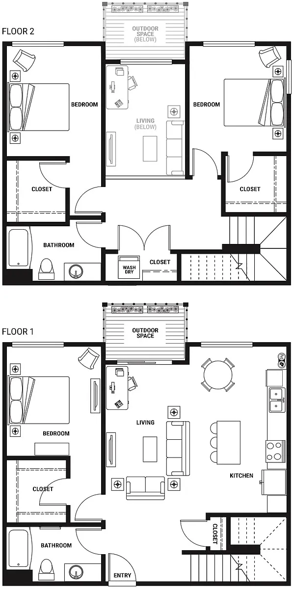 Floor plan C5 Three Bed (2-Story)