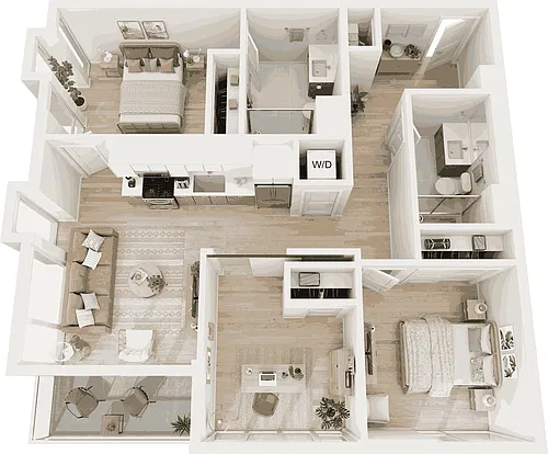 Floor plan 2 Bed/2 Bath Den-C2