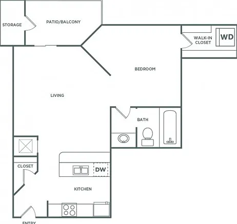 1 bed 1 bath | 577 SF 1 bed 1 bath | 577 SF