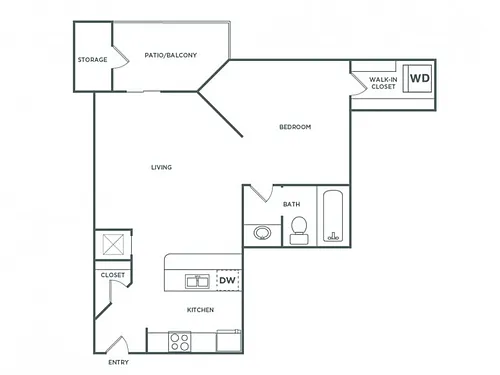 Floor plan Studio (577 SF)