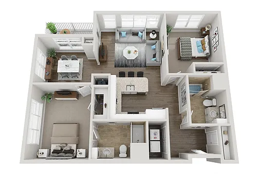 Floor plan Two Bedroom Type E Floorplan
