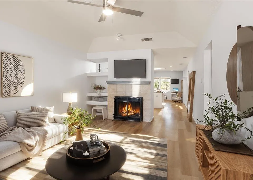 Living room virtually staged