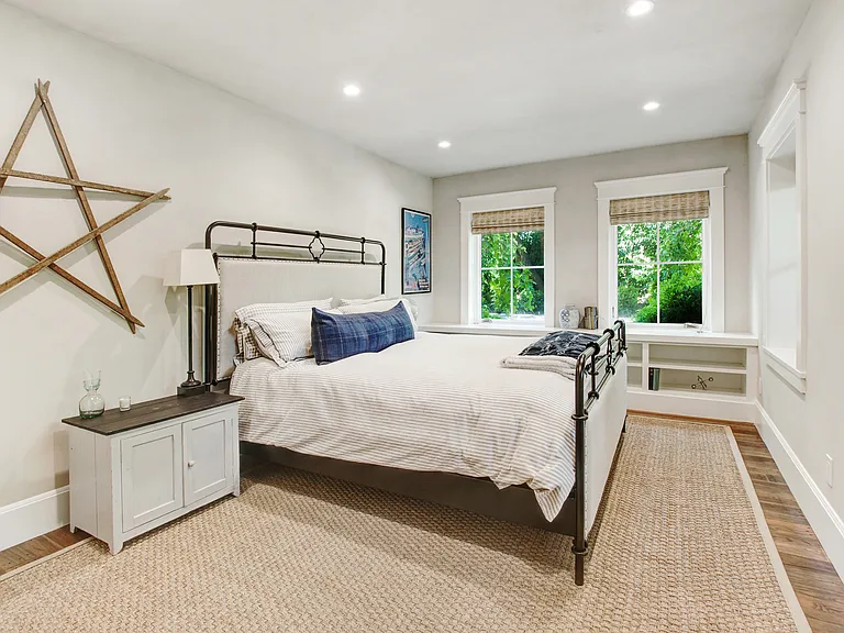 2nd Bedroom with Cal King Bed and Views to Exterior Greenery