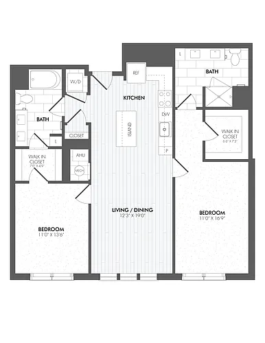 Floor plan 2 Bed/2 Bath-B9.1